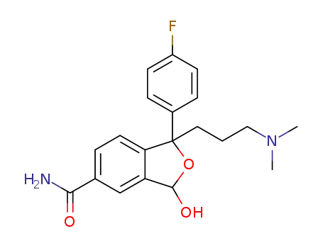 Molecular Structure of 1347761-10-7 (1-(3-dimethylaminopropyl)-1-(4-fluorophenyl)-3hydroxy-1,3-dihydroisobenzofuran-5-carboxylic acid amide)