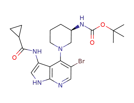 (R)-5-bromo-4-(3-(tert-butoxycarbonylamino)piperidin-1-yl)-3-(cyclopropanecarboxamido)-1H-pyrrolo[2,3-b]pyridine