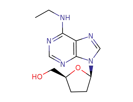 Molecular Structure of 120503-35-7 ({(2S,5R)-5-[6-(ethylamino)-9H-purin-9-yl]tetrahydrofuran-2-yl}methanol)