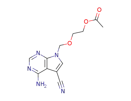 Molecular Structure of 120386-04-1 (2-[(4-amino-5-cyano-7H-pyrrolo[2,3-d]pyrimidin-7-yl)methoxy]ethyl acetate)