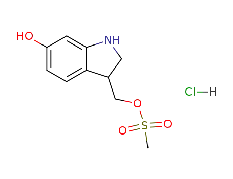 Molecular Structure of 119880-07-8 (Methanesulfonic acid 6-hydroxy-2,3-dihydro-1H-indol-3-ylmethyl ester; hydrochloride)