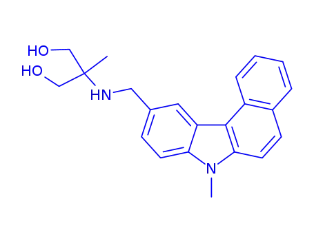 Molecular Structure of 120097-91-8 (1,3-Propanediol, 2-methyl-2-(((7-methyl-7H-benzo(c)carbazol-10-yl)meth yl)amino)-)