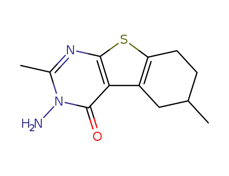 Molecular Structure of 120354-20-3 (3-amino-2,6-dimethyl-5,6,7,8-tetrahydro[1]benzothieno[2,3-d]pyrimidin-4(3H)-one)