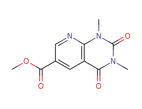 Molecular Structure of 120788-68-3 (methyl 1,3-dimethyl-2,4-dioxo-1,2,3,4-tetrahydropyrido[2,3-d]pyrimidine-6-carboxylate)
