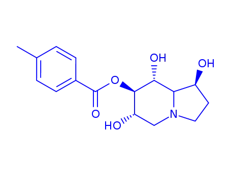 Molecular Structure of 121104-88-9 ((1S,6S,7R,8R,8aR)-1,6,8-trihydroxyoctahydroindolizin-7-yl 4-methylbenzoate)