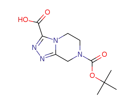 Molecular Structure of 1053656-19-1 (7-(tert-butoxycarbonyl)-5,6,7,8-tetrahydro-[1,2,4]triazolo[4,3-a]pyrazine-3-carboxylic acid)