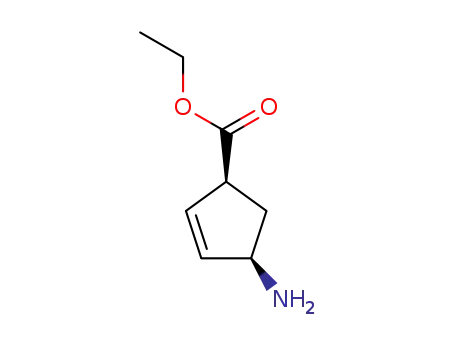 Molecular Structure of 733727-05-4 (2-Cyclopentene-1-carboxylicacid,4-amino-,ethylester,(1R,4S)-rel-(9CI))
