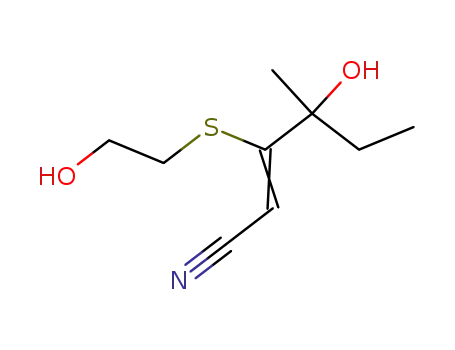 (Z)-4-Hydroxy-3-(2-hydroxy-ethylsulfanyl)-4-methyl-hex-2-enenitrile