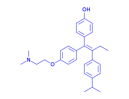 Molecular Structure of 129612-87-9 (2-(4-(1-(4-hydroxyphenyl)-2-(4-isopropylphenyl)-1-butenyl)phenoxy)-N,N-dimethylethylamine)