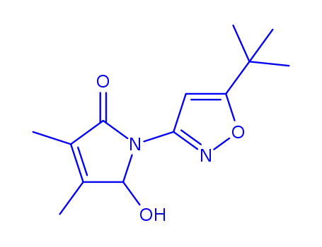 Molecular Structure of 120771-07-5 (1-(5-tert-butyl-1,2-oxazol-3-yl)-5-hydroxy-3,4-dimethyl-1,5-dihydro-2H-pyrrol-2-one)
