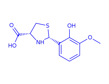Molecular Structure of 1212457-37-8 ((4R)-2-(2-hydroxy-3-methoxyphenyl)-1,3-thiazolidine-4-carboxylic acid)