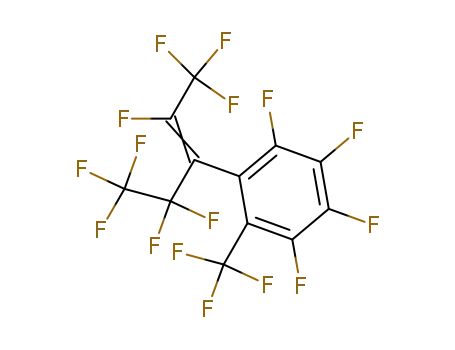 Molecular Structure of 129246-68-0 (1,2,3,4-Tetrafluoro-5-[(1E)-2,3,3,3-tetrafluoro-1-(1,1,2,2,2-pentafluo roethyl)-1-propenyl]-6-(trifluoromethyl)benzene)