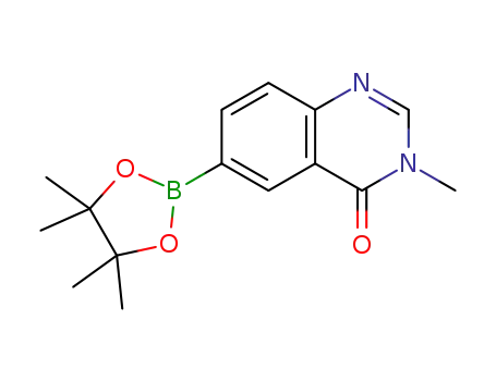 Molecular Structure of 1209485-71-1 (3-methyl-6-(4,4,5,5-tetramethyl-1,3,2-dioxaborolan-2-yl)quinazolin-4(3H)-one)
