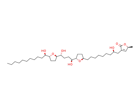 Molecular Structure of 129138-51-8 ((5S)-3-[(2R)-9-[(5S)-5-[(4R)-1,4-dihydroxy-4-[(2R,5R)-5-[(1S)-1-hydroxyundecyl]tetrahydrofuran-2-yl]butyl]tetrahydrofuran-2-yl]-2-hydroxy-nonyl]-5-methyl-5H-furan-2-one)