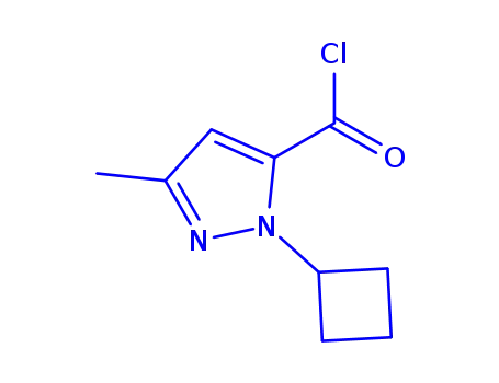 Molecular Structure of 129506-39-4 (1H-Pyrazole-5-carbonyl chloride, 1-cyclobutyl-3-methyl- (9CI))