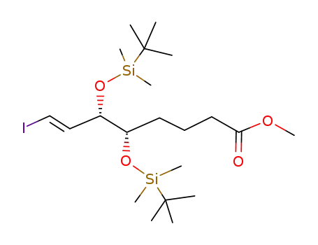 Molecular Structure of 120295-75-2 ((E)-(5S,6S)-5,6-Bis-(tert-butyl-dimethyl-silanyloxy)-8-iodo-oct-7-enoic acid methyl ester)