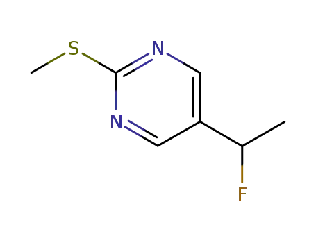Molecular Structure of 120717-49-9 (Pyrimidine, 5-(1-fluoroethyl)-2-(methylthio)- (9CI))