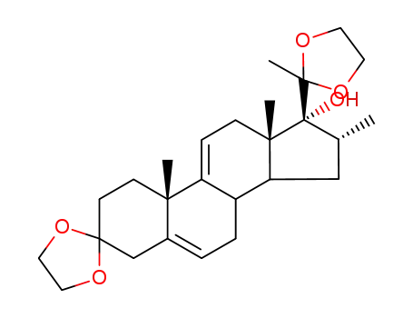 Molecular Structure of 121822-16-0 (17-Hydroxy-16-methylpregna-5,9(11)-diene-3,20-dione 3,20-diethyleneketal)