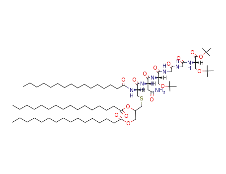 Molecular Structure of 142292-21-5 (S-<(2RS)-2,3-Bis(palmitoyloxy)propyl>-N<sup>α</sup>-palmitoyl-Cys-Asn-Ser(Bu<sup>t</sup>)-Gly-Gly-Ser(Bu<sup>t</sup>)-OBu<sup>t</sup>)