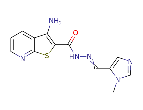 Molecular Structure of 1299492-70-8 (3-AMino-thieno[2,3-b]pyridine-2-carboxylic acid (3-Methyl-3H-iMidazol-4-yl-Methylene) hydrazide)