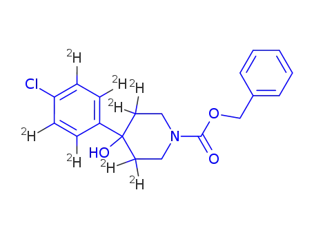 Molecular Structure of 1216929-70-2 (N-Benzyloxycarbonyl-4-(4-chlorophenyl-d4)-4-piperidinol)