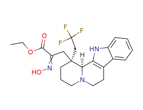 Ethyl 3-<1α-(2,2,2-trifluoroethyl)-1,2,3,4,6,7,12,12bα-octahydroindolo-<2,3-a>-quinolizin-1β-yl>-2-hydroxyiminopropionate