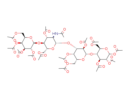 acetyl O-(2,3,4,6-tetra-O-acetyl-β-D-galactopyranosyl)-(1->4)-(2-acetamido-4,6-di-O-acetyl-2-deoxy-β-D-glucopyranosyl)-(1->3)-(2,4,6-tri-O-acetyl-β-D-galactopyranosyl)-(1->4)-2,3,6-tri-O-acetyl-α,β-D-glucopyranoside