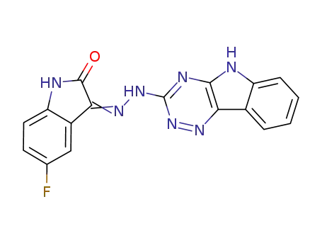 Molecular Structure of 130020-29-0 (5-fluoro-1H-indole-2,3-dione 3-(5H-[1,2,4]triazino[5,6-b]indol-3-ylhydrazone))