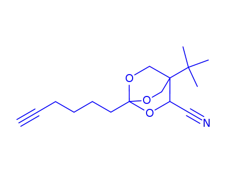 Molecular Structure of 121317-56-4 (4-tert-butyl-1-(hex-5-yn-1-yl)-2,6,7-trioxabicyclo[2.2.2]octane-3-carbonitrile)