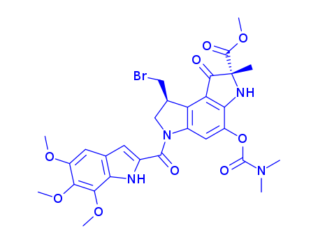 Benzo[1,2-b:4,3-b']dipyrrole-2-carboxylicacid,8-(bromomethyl)-4-[[(dimethylamino)carbonyl]oxy]-1,2,3,6,7,8-hexahydro-2-methyl-1-oxo-6-[(5,6,7-trimethoxy-1H-indol-2-yl)carbonyl]-,methyl ester (9CI)
