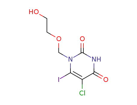 Molecular Structure of 121749-86-8 (5-chloro-1-[(2-hydroxyethoxy)methyl]-6-iodopyrimidine-2,4(1H,3H)-dione)
