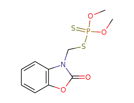 Molecular Structure of 1218-13-9 (Dithiophosphoric acid O,O-dimethyl S-[(2-oxo-3(2H)-benzoxazolyl)methyl] ester)