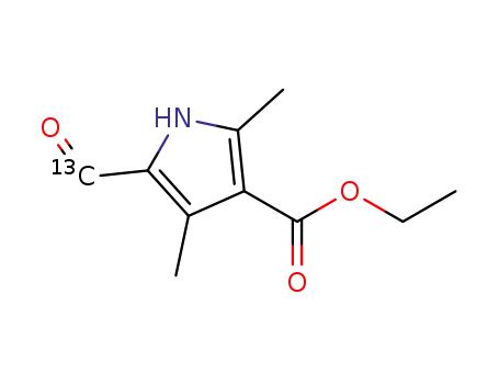 Molecular Structure of 1194048-24-2 (ethyl 5-[13C]formyl-2,4-dimethyl-1H-pyrrole-3-carboxylate)