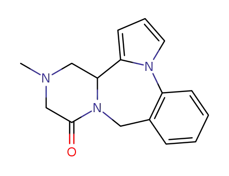 Molecular Structure of 121819-09-8 (13-methyl-12,13,14,14a-tetrahydro-9H,11H-pyrazino[2,1-c]pyrrolo[1,2-a][1,4]benzodiazepin-11-one)