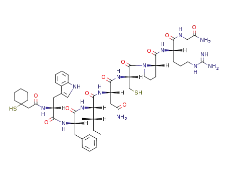 Molecular Structure of 130155-44-1 (Oxytocin, beta-mercapto-beta,beta-cyclopentamethylenepropionic acid-tr yptophyl(2)-phenylalanyl(3)-isoleucyl(4)-arginine(8)-)