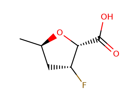 Molecular Structure of 121911-25-9 (2-Furancarboxylicacid,3-fluorotetrahydro-5-methyl-,[2R-(2alpha,3beta,5alpha)]-(9CI))