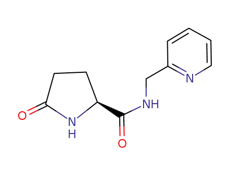 Molecular Structure of 121873-15-2 (N-(2-Pyridinylmethyl)-5-oxo-L-prolinamide)