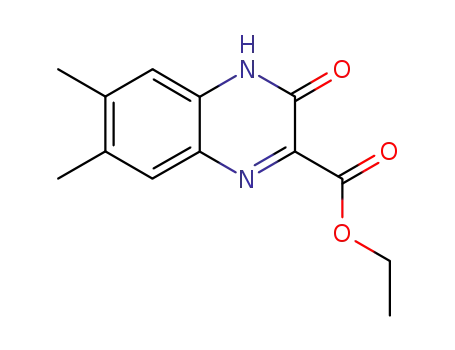 Molecular Structure of 1219-05-2 (6,7-Dimethyl-3,4-dihydro-3-oxy-2-quinoxalinecarboxylic acid ethyl ester)