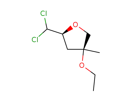 Molecular Structure of 130307-80-1 (Furan, 2-(dichloromethyl)-4-ethoxytetrahydro-4-methyl-, cis- (9CI))