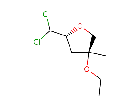 Molecular Structure of 130307-79-8 (Furan, 2-(dichloromethyl)-4-ethoxytetrahydro-4-methyl-, trans- (9CI))