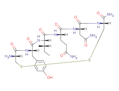 Molecular Structure of 13018-33-2 (L-cysteinyl-L-tyrosyl-L-isoleucyl-L-glutaminyl-L-asparaginyl-L-cysteine)