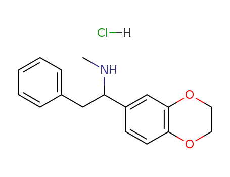 Molecular Structure of 130397-01-2 (1,4-Benzodioxin-6-methanamine, 2,3-dihydro-N-methyl-alpha-(phenylmethy l)-, hydrochloride)