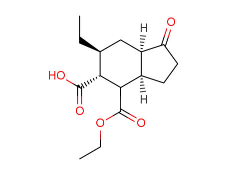 Molecular Structure of 130274-13-4 ((3aS,4S,5S,6R,7aS)-4-(ethoxycarbonyl)-6-ethyl-1-oxooctahydro-1H-indene-5-carboxylic acid)