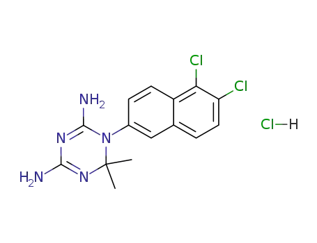 Molecular Structure of 40640-12-8 (1-(5,6-dichloronaphthalen-2-yl)-6,6-dimethyl-1,6-dihydro-1,3,5-triazine-2,4-diamine)
