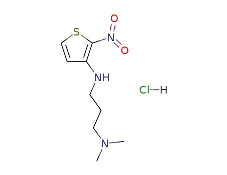 Molecular Structure of 122777-87-1 (1,3-Propanediamine,N1,N1-dimethyl-N3-(2-nitro-3-thienyl)-, hydrochloride (1:1))