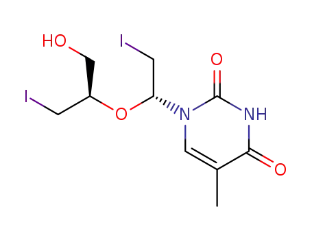 Molecular Structure of 130515-74-1 (1-{1-[(1-hydroxy-3-iodopropan-2-yl)oxy]-2-iodoethyl}-5-methylpyrimidine-2,4(1H,3H)-dione)