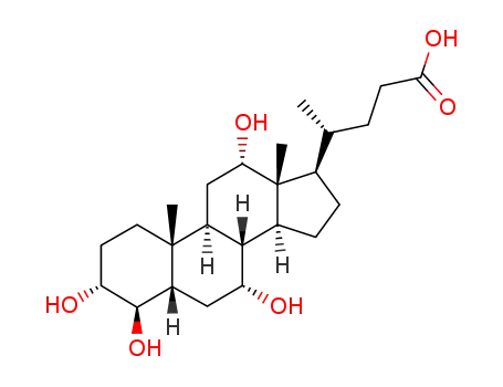 Molecular Structure of 122742-19-2 ((3a,4b,5b,7a,12a)-3,4,7,12-tetrahydroxy-Cholan-24-oic acid)