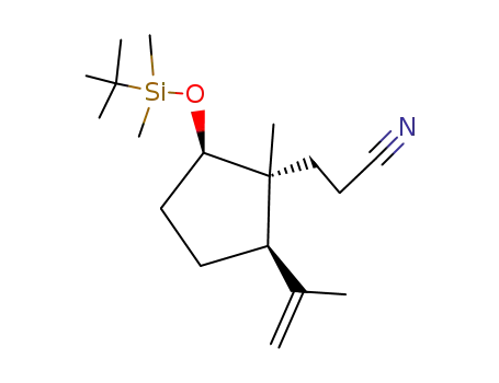 Molecular Structure of 105787-84-6 (3-(<1SR,2SR,5SR>-2-(t-Butyldimethylsiloxy)-5-isopropenyl-1-methylcyclopentyl)propionitril)