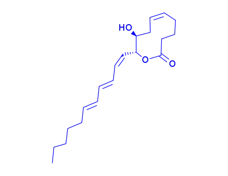 Molecular Structure of 122752-22-1 ((3Z,9R)-9-hydroxy-5-[(1E,3E)-undeca-1,3,10-trien-1-yl]-5,8,9,10-tetrahydro-2H-oxecin-2-one)