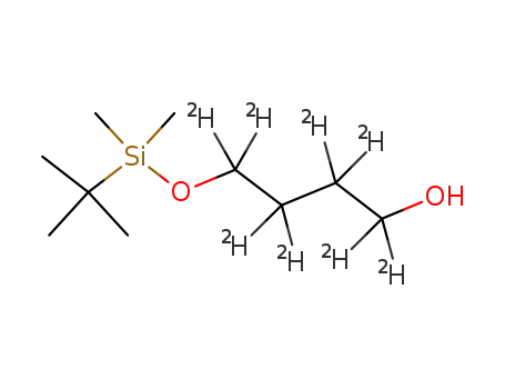 Molecular Structure of 1224439-44-4 (3-[[(1,1-DiMethylethyl)diMethylsilyl]oxy]-1-propanol-d6)